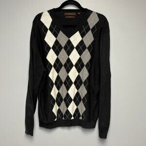 Sebastian Cooper Academia Grandpa Dad Preppy Cashmere Blend Argyle Sweater Sz XL